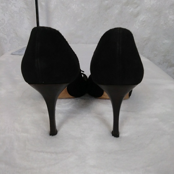 🎯 Manolo Blahnik Brown Suede Peep Toe Pump - Picture 3 of 7